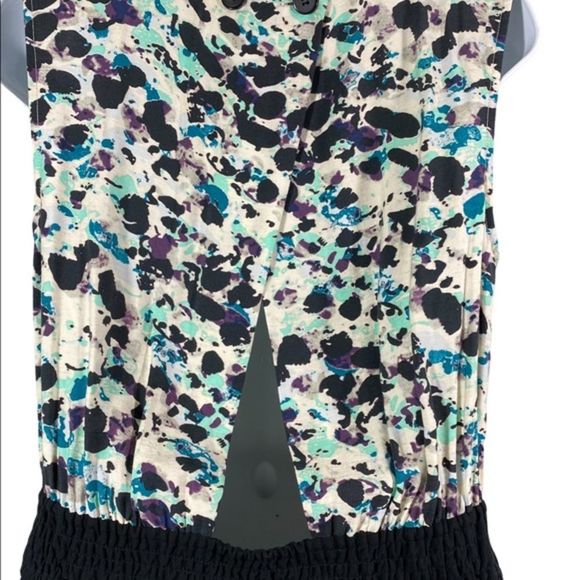 BCBGeneration Size Small Romper Black Blue Abstract Print Sleeveless - Picture 9 of 9